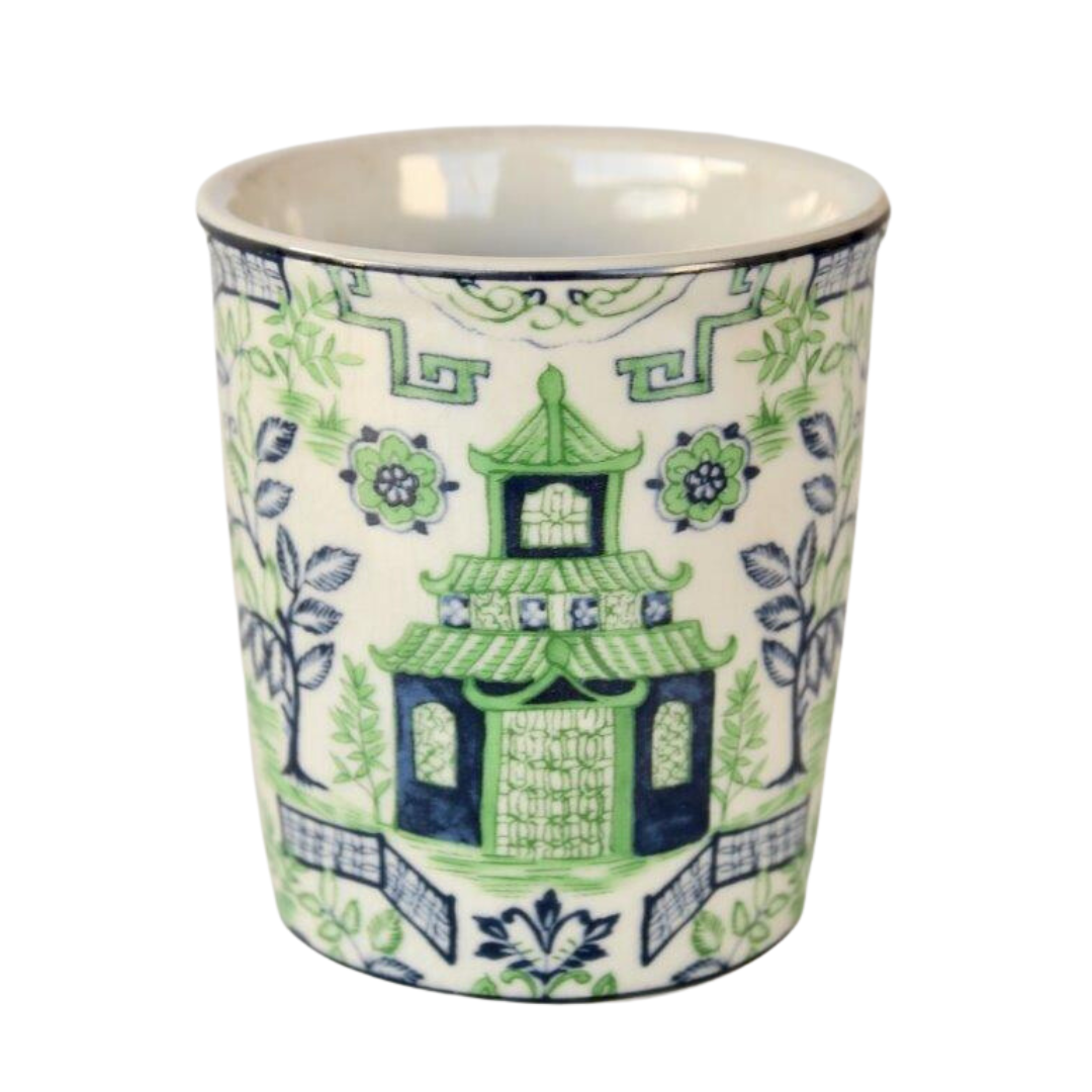 This eye-catching blue and green pagoda beeker ceramic pot and planter is sure to add a touch of personality to any room. Measuring 9x7.5cm, this pot is the perfect size for most any interior decor. Enjoy the unique beauty of this piece year-round. Unique Interiors