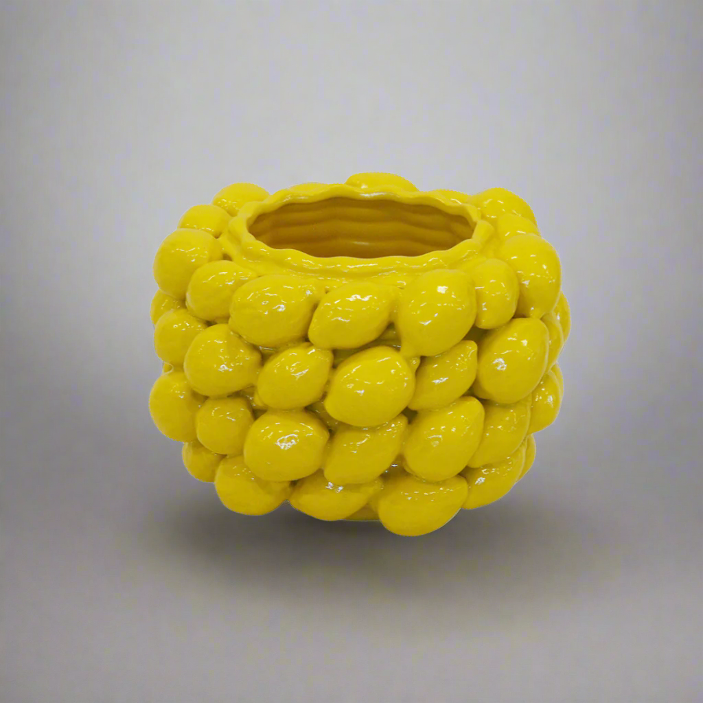 CERAMIC LEMON VASE YELLOW LARGE