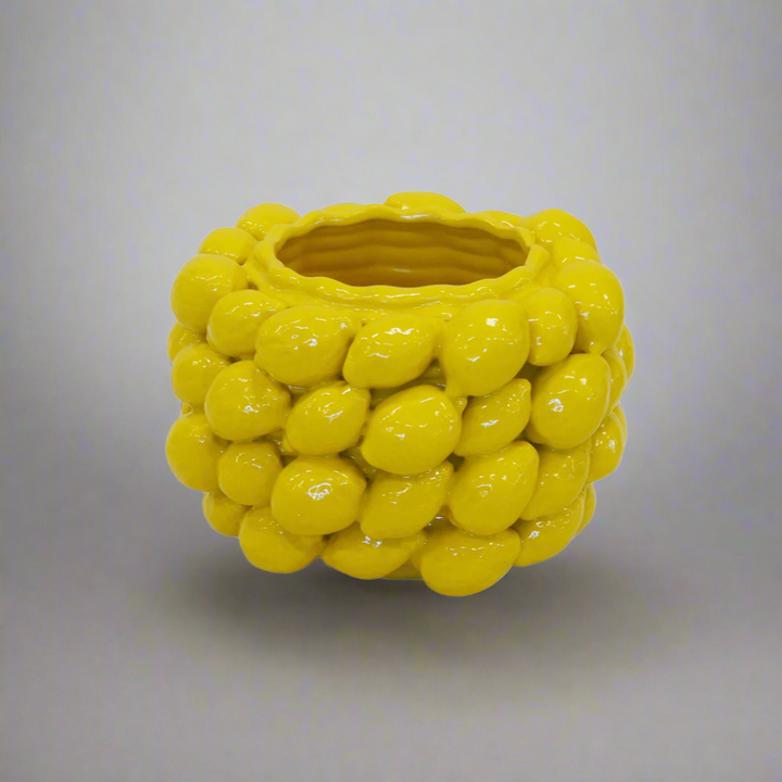 CERAMIC LEMON VASE YELLOW LARGE