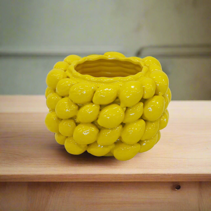 CERAMIC LEMON VASE YELLOW LARGE