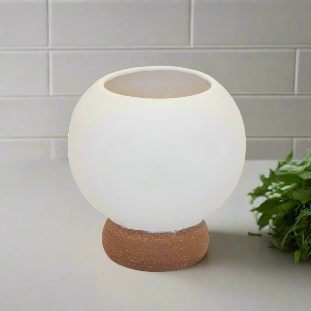 CERAMIC ORB VASE WHITE SMALL 22CM (H) X 20CM (D)