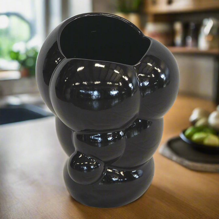 Ceramic bubble egg vase black large (35cm x 33cm)