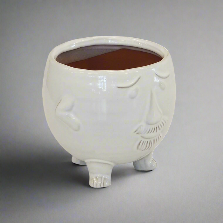 Ceramic face pot white large (15cm x 14cm)