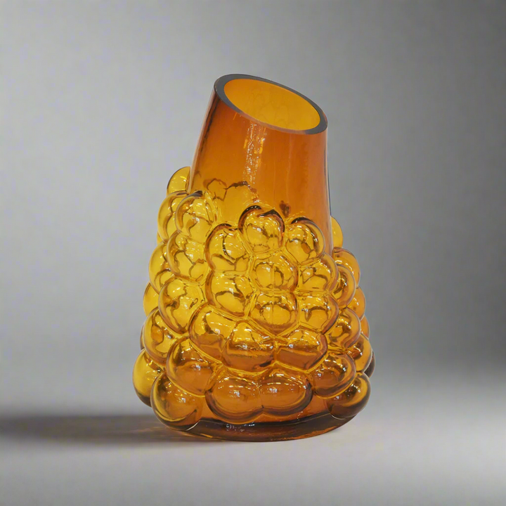 Lustre bubble amber vase small