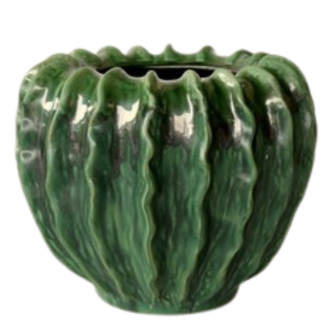 Large Green Ruffled Ceramic Vase26X31cm