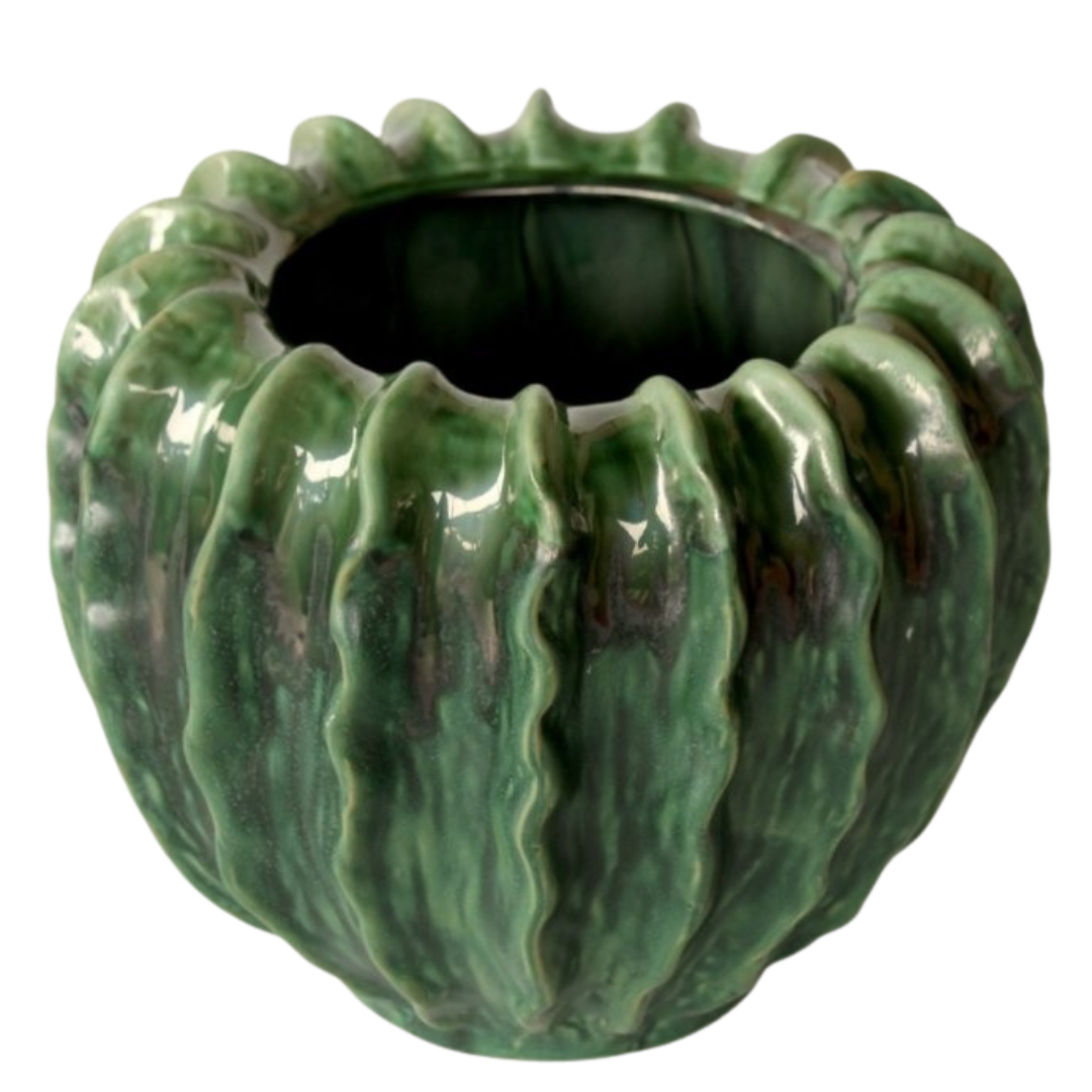 Large Green Ruffled Ceramic Vase26X31cm