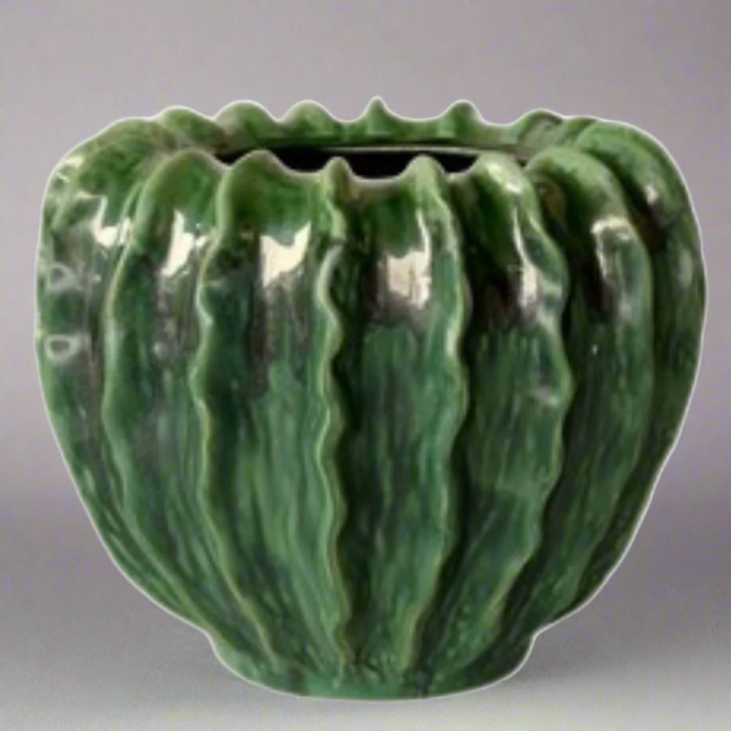 Large Green Ruffled Ceramic Vase26X31cm