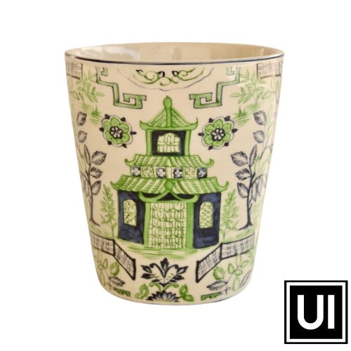 This beautiful 15x14cm ceramic planter pot is the perfect addition to any garden or home decor. The small pagoda planter features a unique, intricate blue and green detailing that will bring a stylish touch to your space.  Unique Interiors