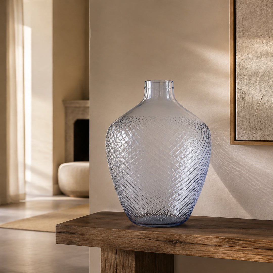 Extra large diamond etched cutout glass jar 48X28cm - lifestyle view