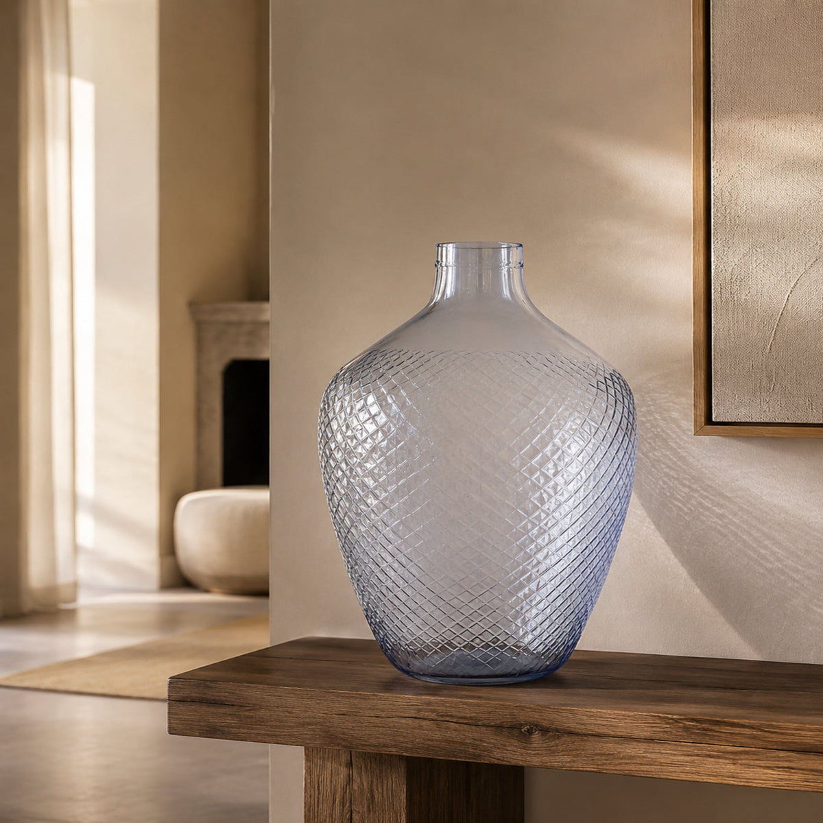 Extra large diamond etched cutout glass jar 48X28cm - lifestyle view