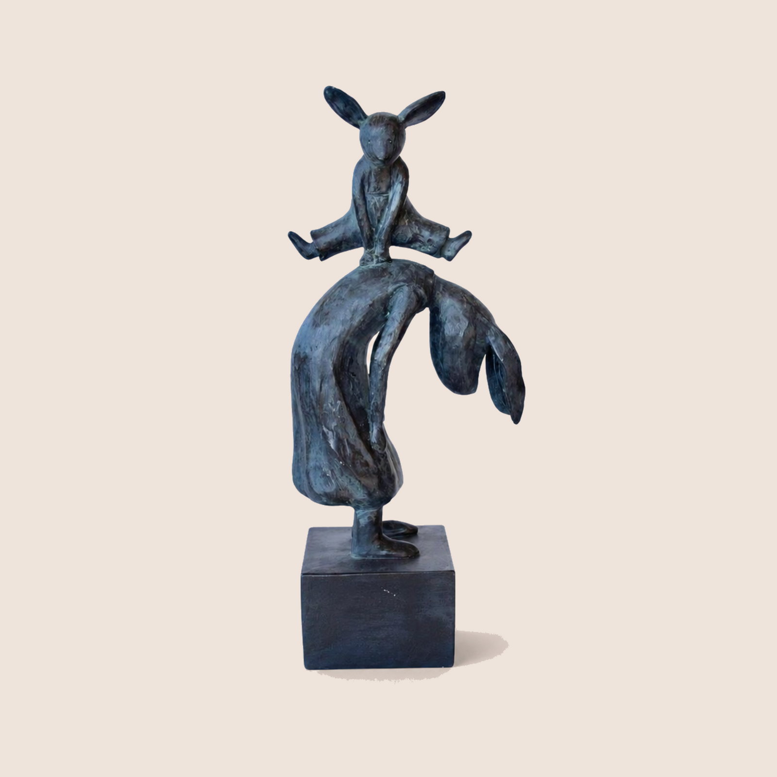 BLUE BRONZE LEAF FROG BUNNY 43X16X12CM - catalogue view