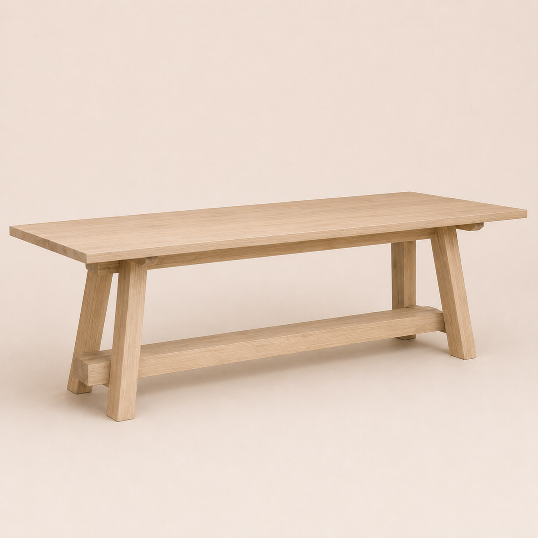 Ash Alabama Classic Leg Dining Table

Transform your dining space with the handcrafted Ash Alabama Classic Leg Dining Table by Unique Boys. Made in South Africa from solid ash wood, this bespoke dining table combines timeless design, natural timber character and exceptional craftsmanship.

Its refined angled trestle legs and solid timber stretcher create a strong, beautifully balanced foundation. The clean silhouette works equally well in contemporary, classic and organic interiors.

Every table is individu