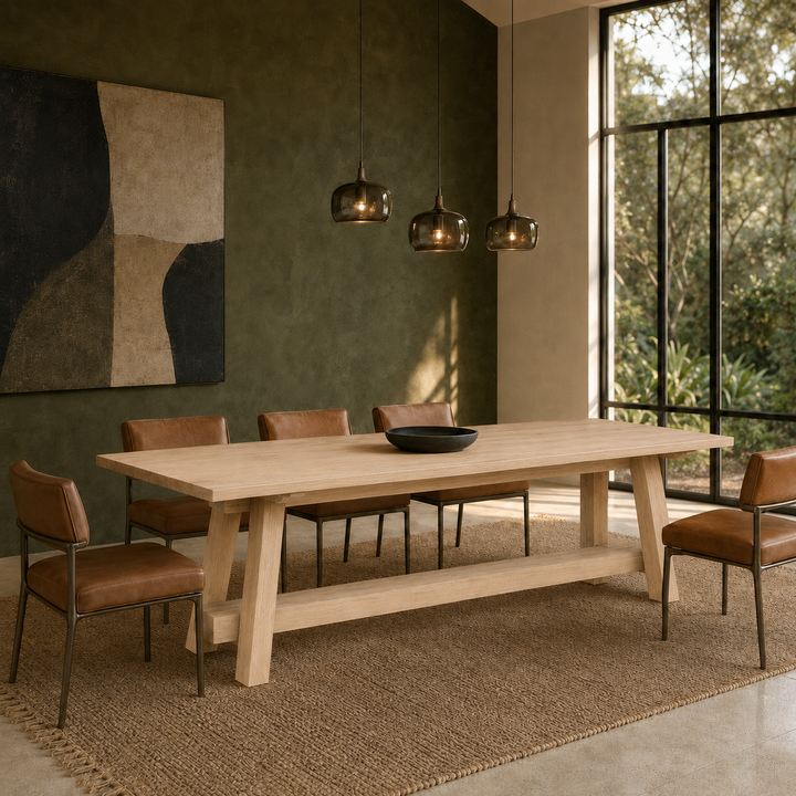 Ash Alabama Classic Leg Dining Table

Transform your dining space with the handcrafted Ash Alabama Classic Leg Dining Table by Unique Boys. Made in South Africa from solid ash wood, this bespoke dining table combines timeless design, natural timber character and exceptional craftsmanship.

Its refined angled trestle legs and solid timber stretcher create a strong, beautifully balanced foundation. The clean silhouette works equally well in contemporary, classic and organic interiors.

Every table is individu