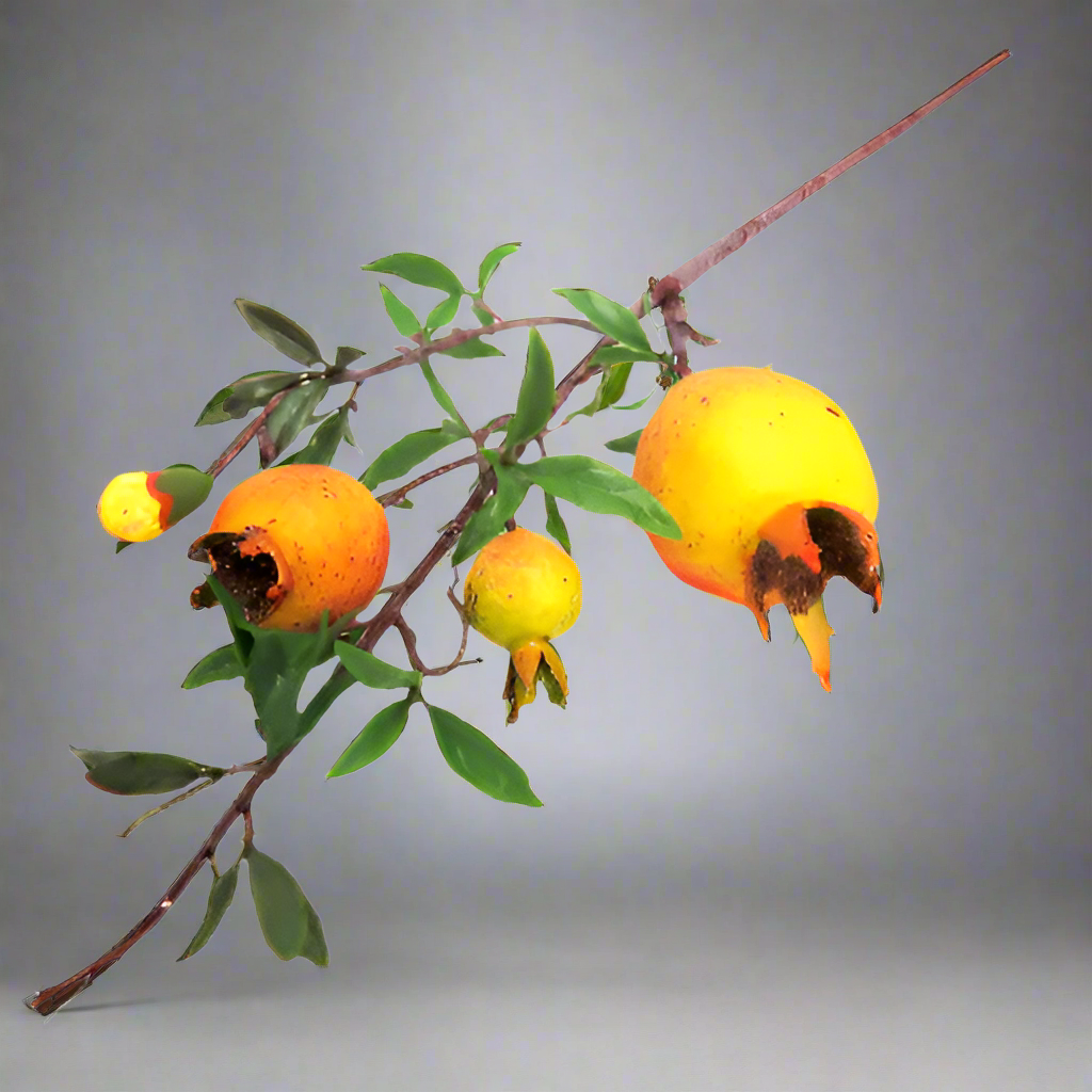 Product Description: Pomegranate Red
Add a pop of color to your space with this stunning artificial Pomegranate Red stem. Featuring a variety of sizes, including a large, medium, small, and developing bud, this decorative accent is perfect for any home or office.