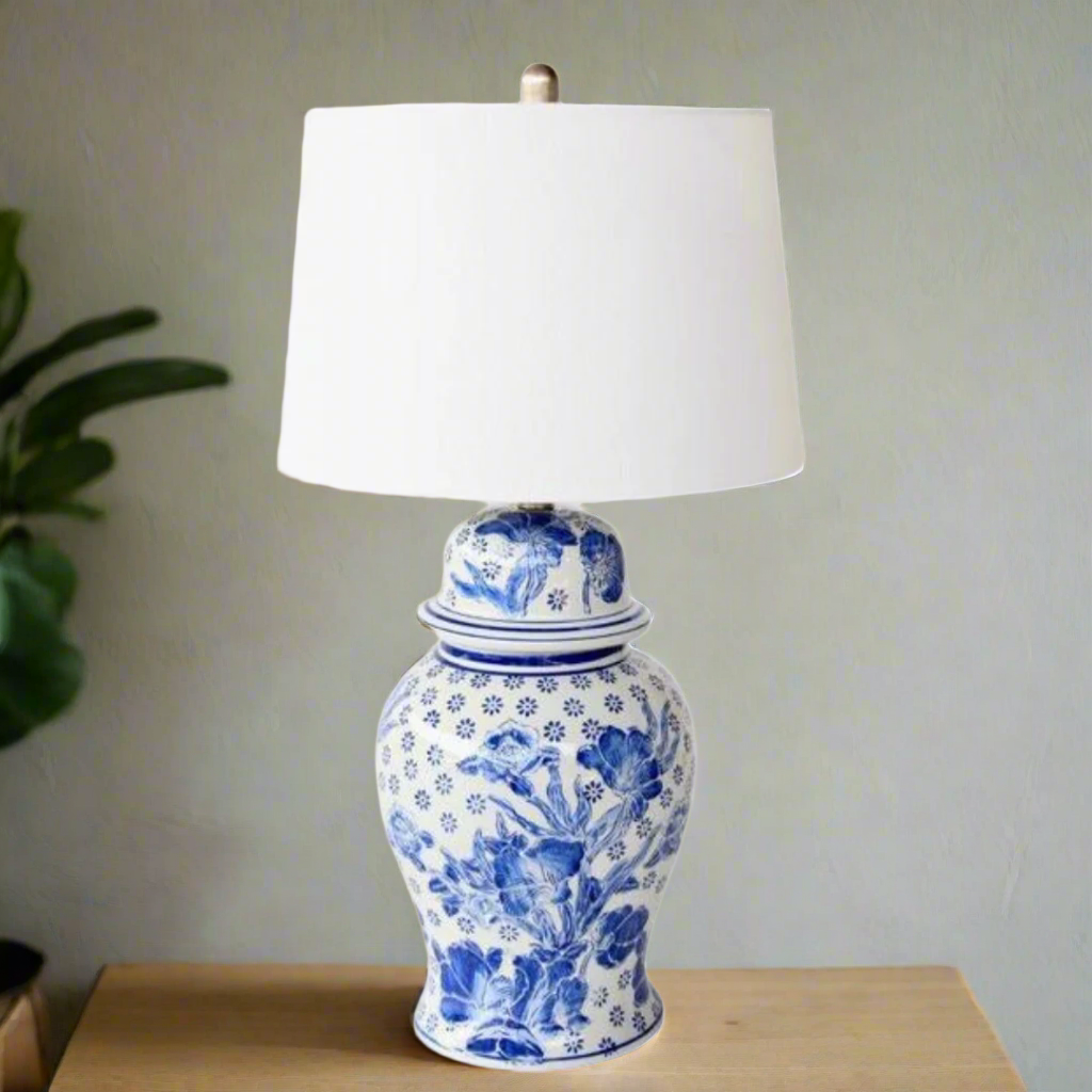 Elegant Blue &amp; White Floral Lamp Base
Add a touch of sophistication to your home with this stunning lamp base. Featuring an intricate floral design in soothing shades of blue and white, this lamp is sure to be a beautiful focal point in any room.Unique Boys.