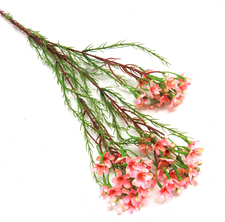 Wax Spray Pink Artificial Plant
This 78cm artificial Wax Spray Pink boasts beautifully shaped pink blooms, complemented by fine fynbossie-type greenery leaves. Its unique form and stunning color will add a touch of beauty to any space.