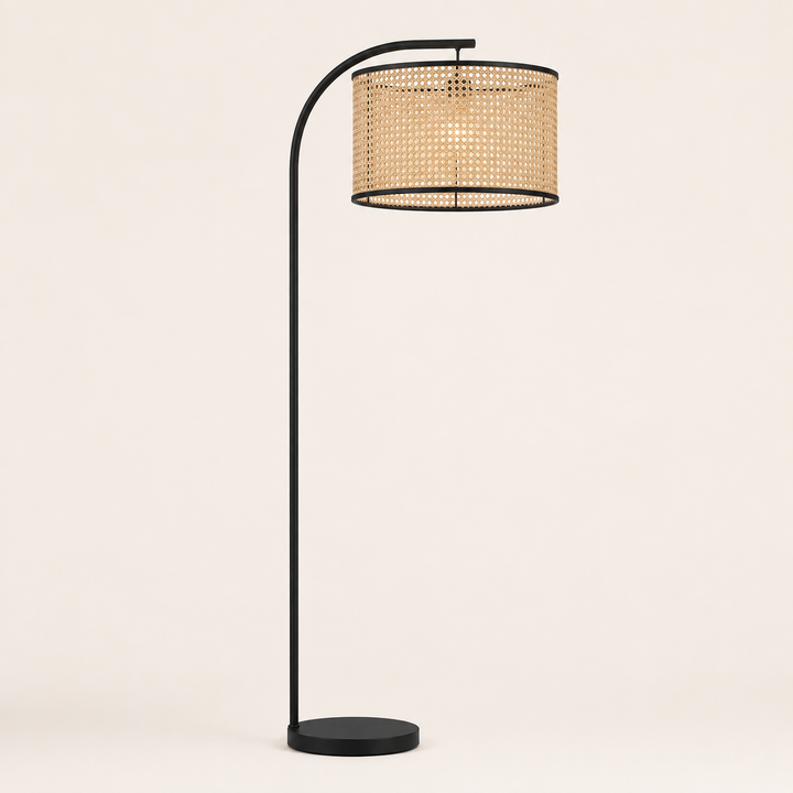 Benny Arch Floor Black with Dutch Shade H2000 × L1000mm brings modern style, natural texture and warm ambient lighting.