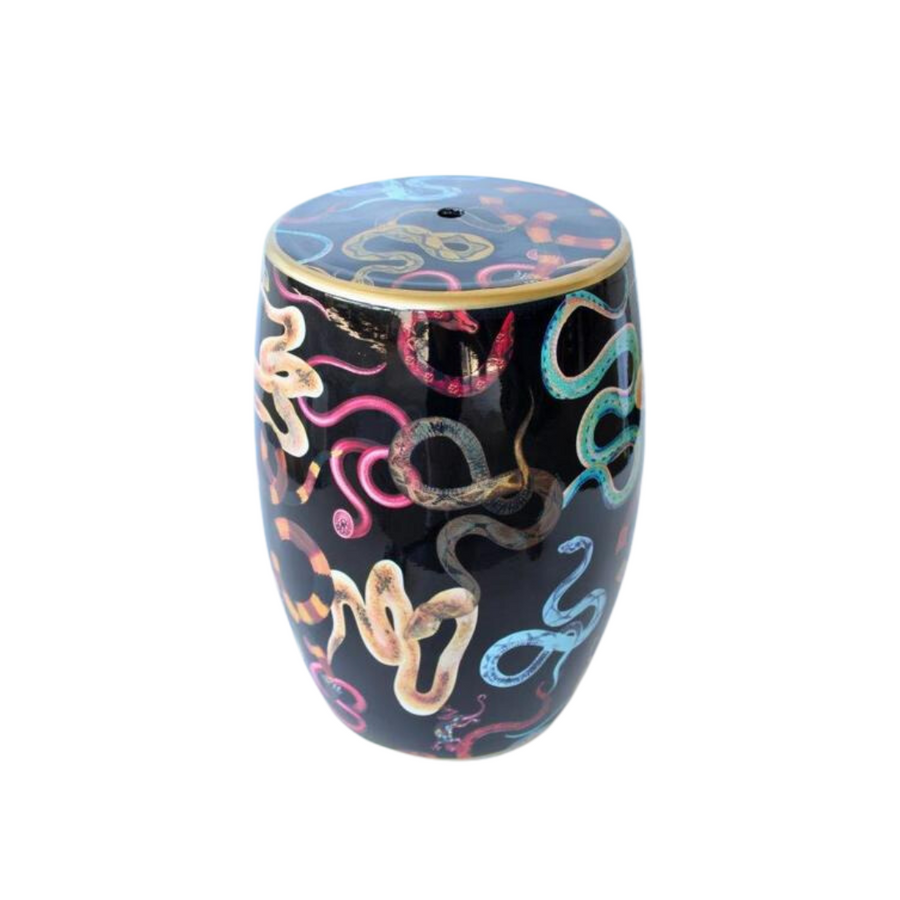 Black Garden Stool with Coloured Snake Design
Add a modern touch to your landscape with this stylish Black Garden Stool featuring a Coloured Snake Design. Measuring 45x30cm, it's crafted with weather-resistant material, making it perfect for both indoor and outdoor use. Create a chic seating area with this rugged yet stylish stool.