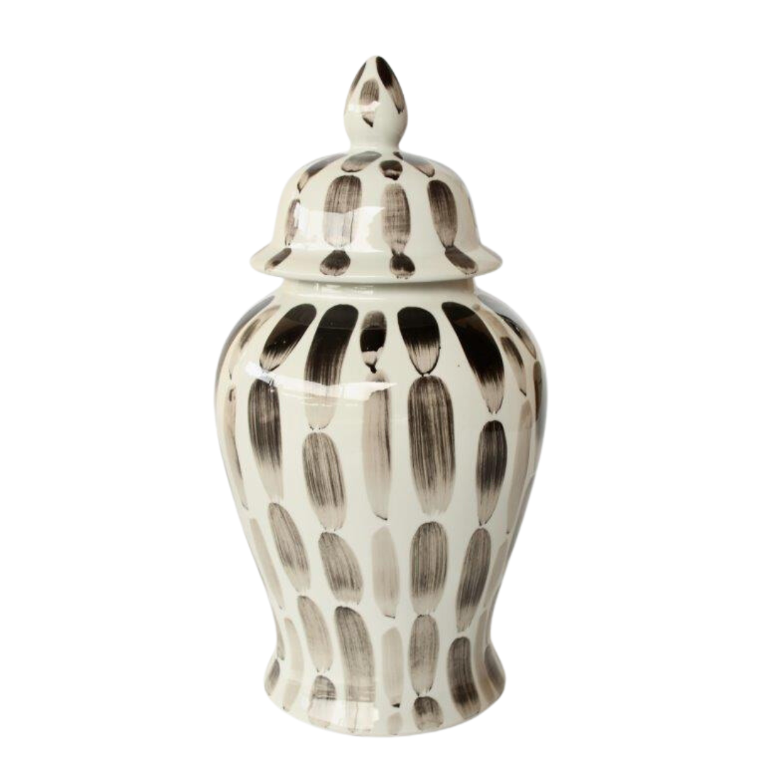 Black Stripe Ginger Jar 47x23cm
Elevate your home decor with the Black Stripe Ginger Jar, a stunning piece that combines classic elegance with sophisticated style. Measuring 47x23cm, this jar features a timeless black and white stripe design that adds a touch of refinement to any room. Its glossy finish enhances the visual appeal, making it a beautiful addition to your space. www.uniqueboys.co.za