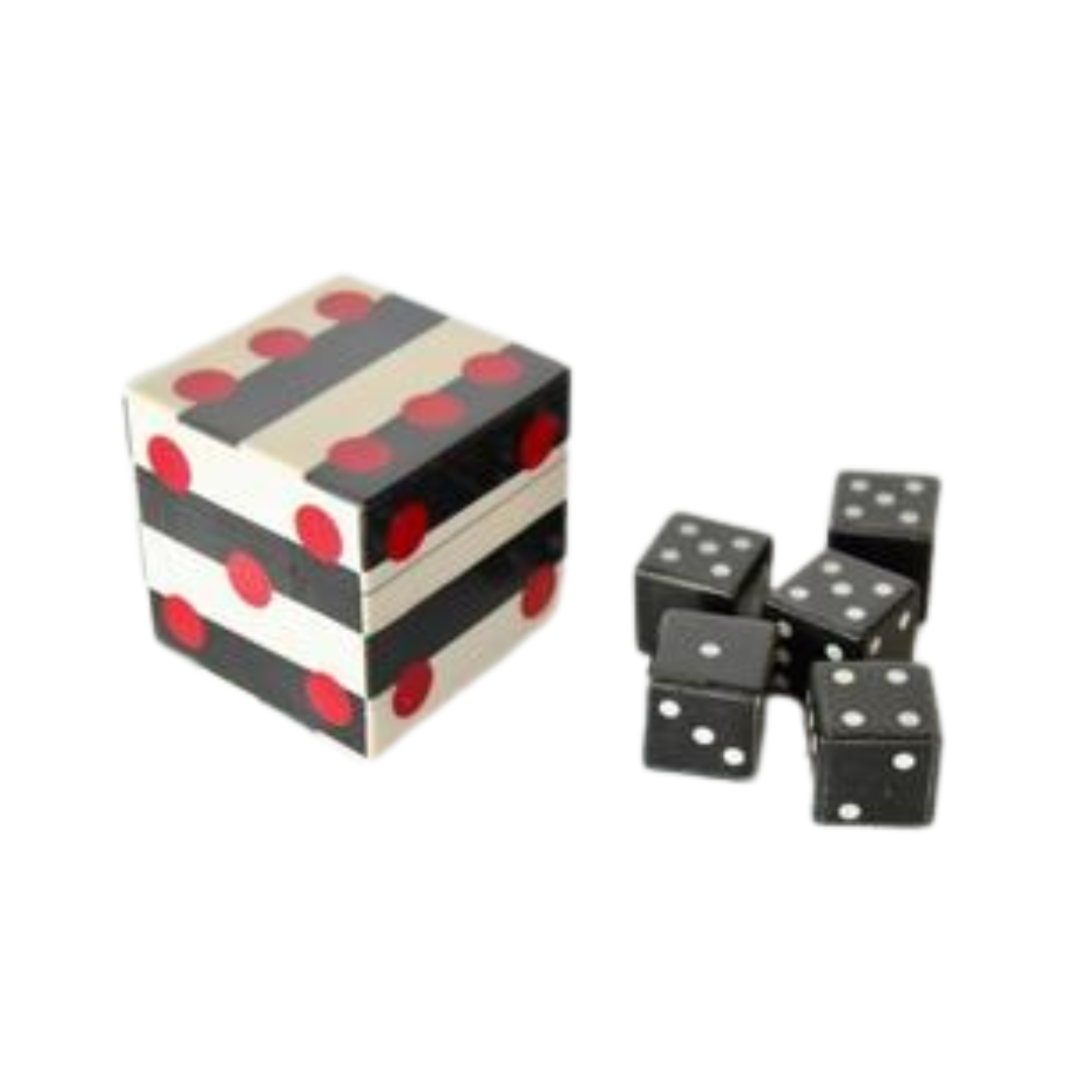 Black, White & Red Box with 5 Dice
Add excitement to your game nights with this sleek Black, White & Red Box with 5 Dice, measuring 8.5 x 8.5 x 8.5 cm. Perfect for board game enthusiasts and casual players alike, this set includes five dice for various games like Yahtzee, Liar's Dice, Craps, Farkle, and more. www.uniqueboys.co.za