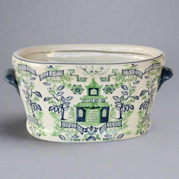 Blue & Green Pagoda Footbath 20x41x27cm