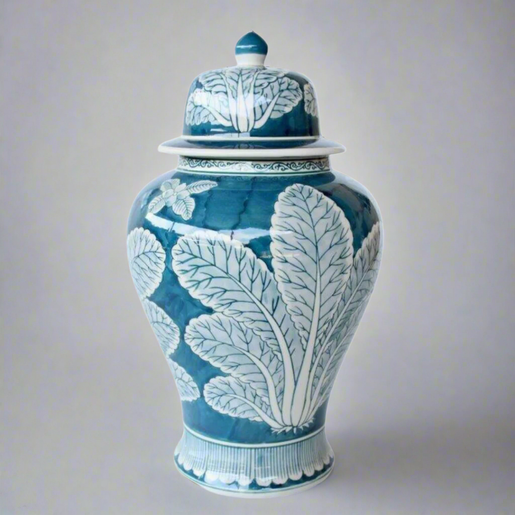 Unique Boys Interiors
Blue and White Leaf Design Ginger Jar
Elevate your home decor with this exquisite blue and white leaf design ginger jar, handcrafted with traditional techniques and intricate details. This stunning piece adds a touch of elegance to any space, making it a perfect addition to your living room, dining room, or study.www.uniqueboys.co.za