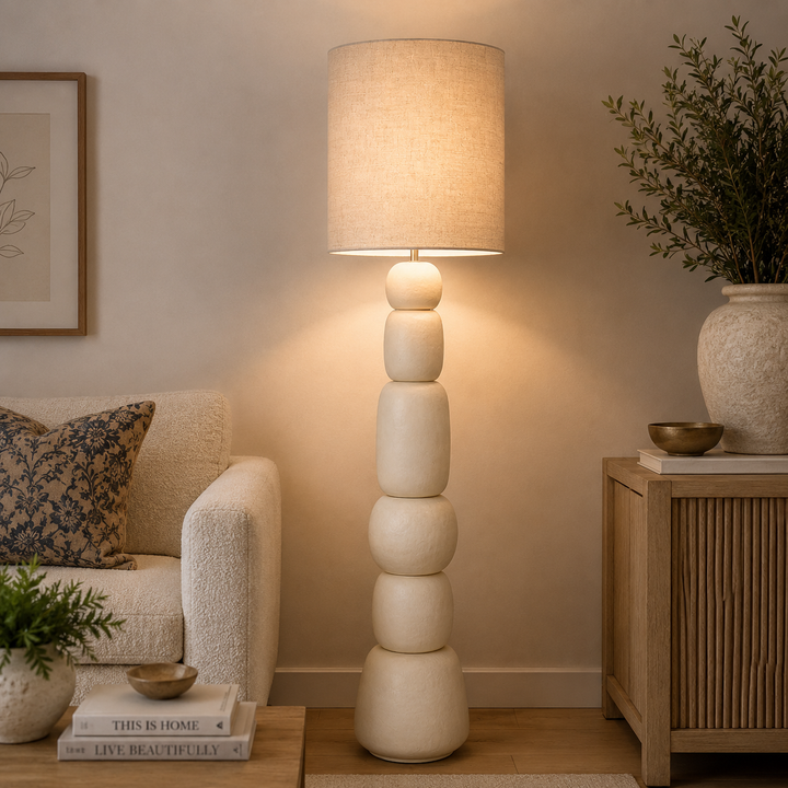 Shop the Boulders Floor Lamp with Shade, a 1650mm statement light with beautiful rounded organic detailing.