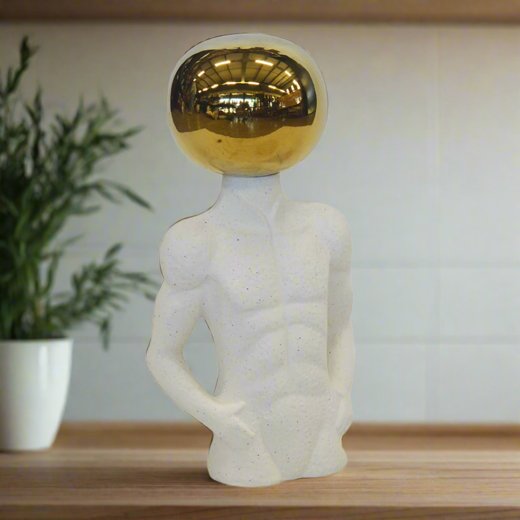 CERAMIC FIGURINE ROUND HEAD (H 35CM )