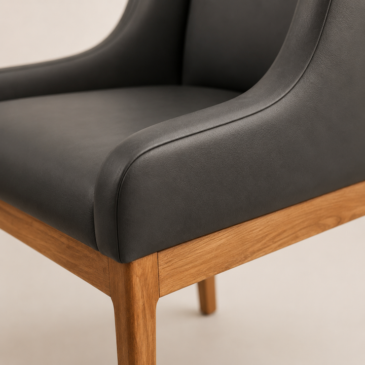 Lincon Charcoal Leather Upholstered Chair