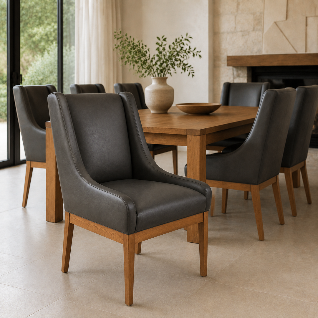 Lincon Charcoal Leather Upholstered Chair