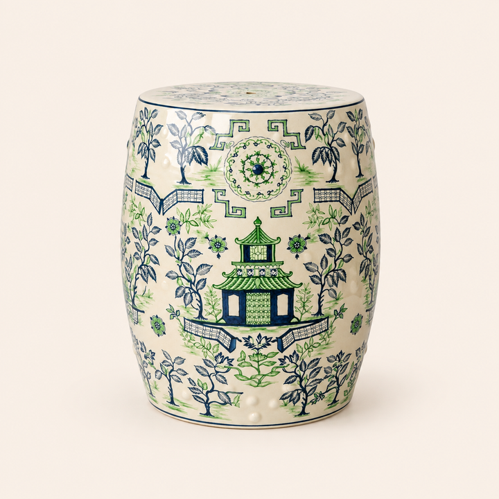 Green &amp; Blue Pagoda Garden Stool