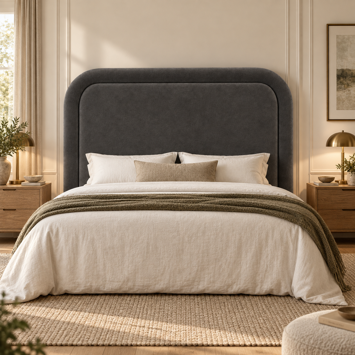 Victoria Wing Headboard styled in a refined luxury bedroom