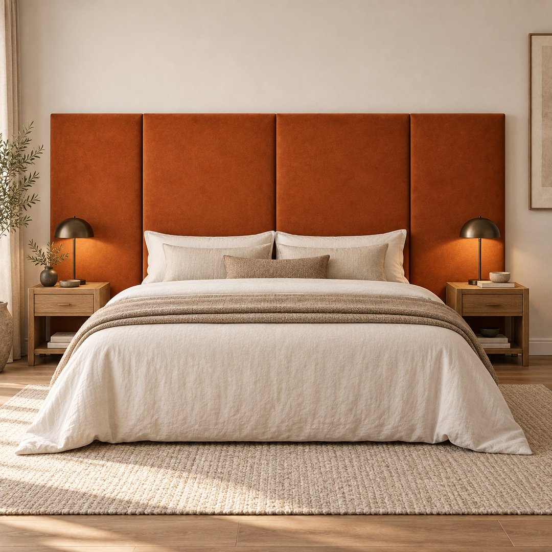 Large Munro Extra Height Headboard styled in a luxury bedroom