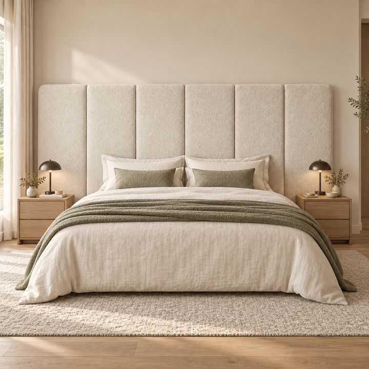 Large Munro Bespoke Headboard styled in a luxury bedroom