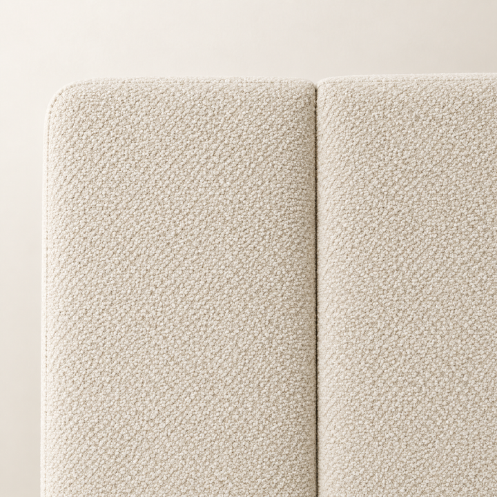 Close-up of Mercis fabric upholstery on the Large Munro Headboard