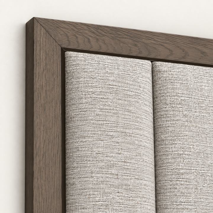 Close-up of the Chocolate Rubio Monocoat oak frame and Mercis upholstery