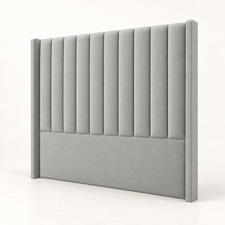 Munro upholstered headboard showing padded centre panels and side wings