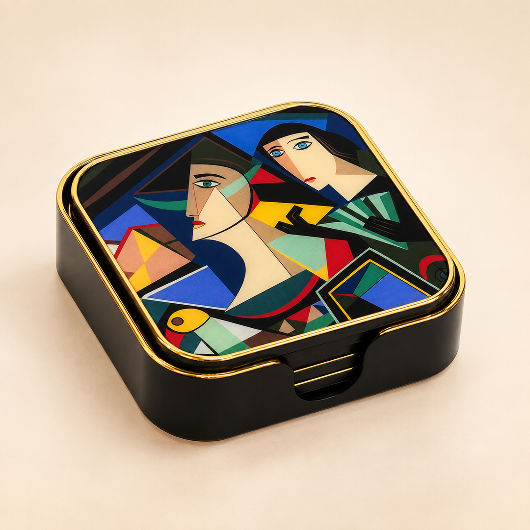 Coaster Acrylic Square Cubism S/6