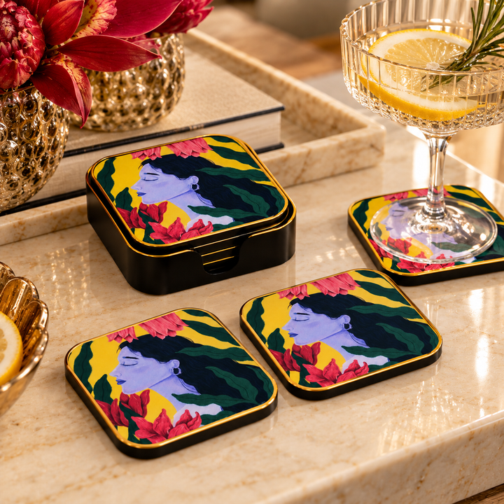 Coaster Acrylic Square Frida S/6.