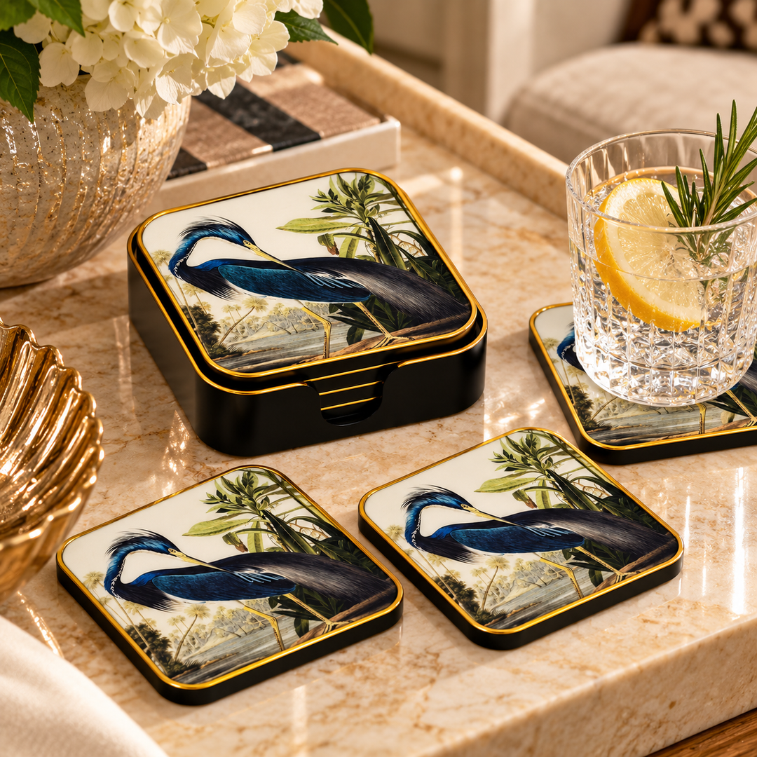 Coaster Acrylic Square Heron S/6