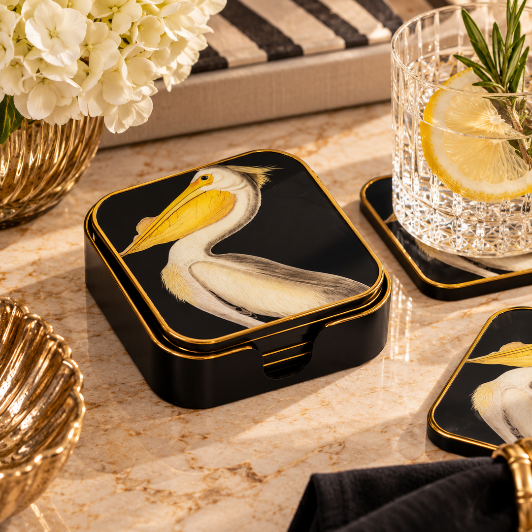 Coaster Acrylic Square Pelican S/6.