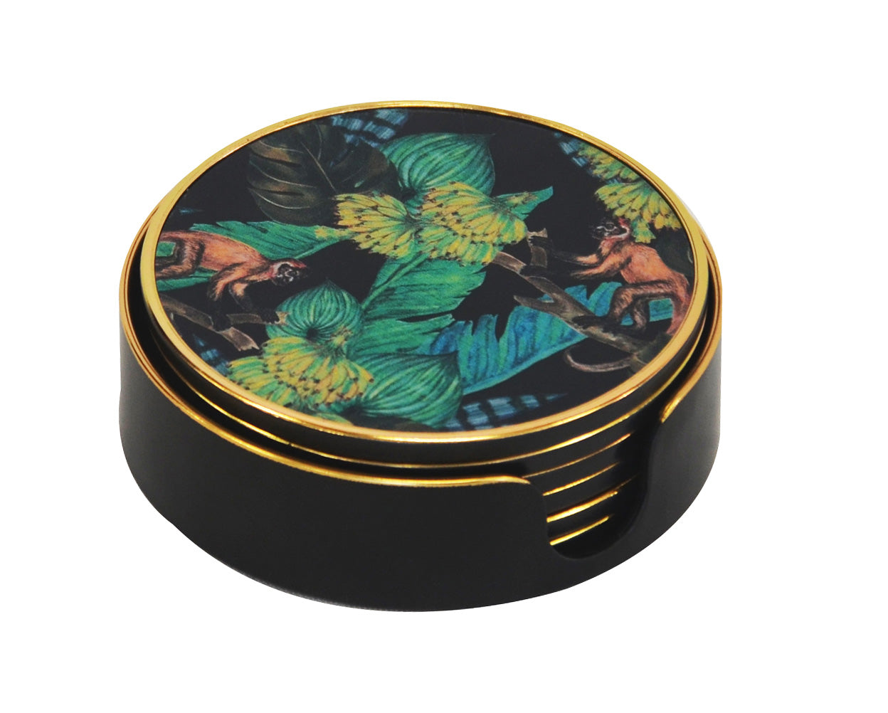 Coaster Monkey Banana Set of 6
Add a playful touch to your home decor with this set of six fun coasters featuring a monkey and banana design. Crafted with high-quality, durable materials, these coasters provide excellent protection for your surfaces while bringing a smile to your dining table.