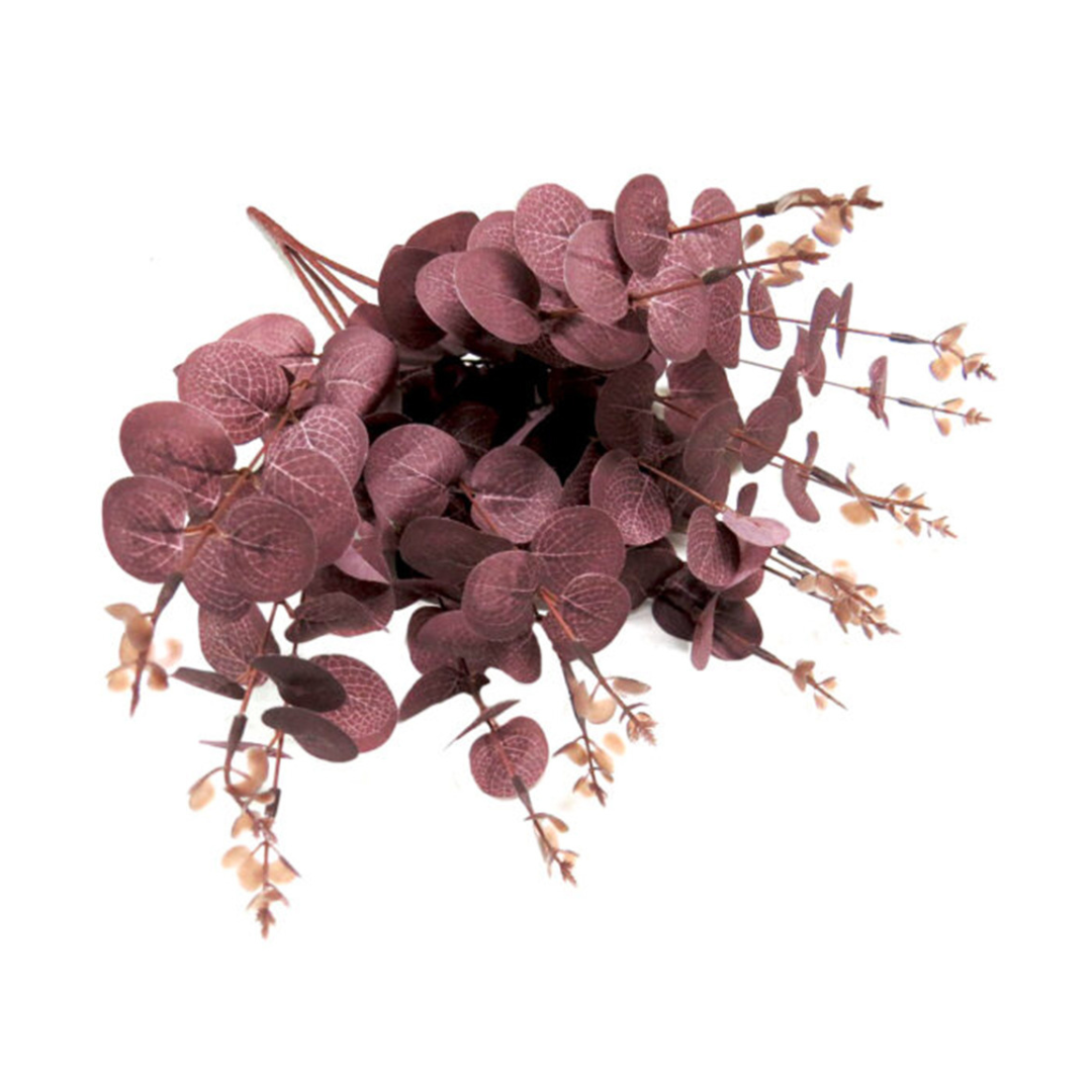 Eucaplum Bunch - Smoky Plum Elegance in Every Leaf!
Experience the beauty of Eucaplum Bunch, expertly crafted with:
160 leaves featuring intricate vein details and stunning smoky plum shades
50cmL length with 4 main stems, each branching into 16 smaller stems
Growth tips add an extra dimension, creating a lush and full appearance
Benefits:
Bring a touch of elegance and botanical beauty to any space
Artificial plants are low maintenance, no watering or pruning required
Trendy and stylish, staying forever in 