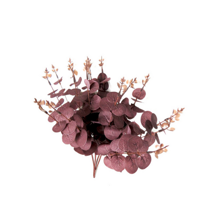 Eucaplum Bunch - Smoky Plum Elegance in Every Leaf!
Experience the beauty of Eucaplum Bunch, expertly crafted with:
160 leaves featuring intricate vein details and stunning smoky plum shades
50cmL length with 4 main stems, each branching into 16 smaller stems
Growth tips add an extra dimension, creating a lush and full appearance
Benefits:
Bring a touch of elegance and botanical beauty to any space
Artificial plants are low maintenance, no watering or pruning required
Trendy and stylish, staying forever in 