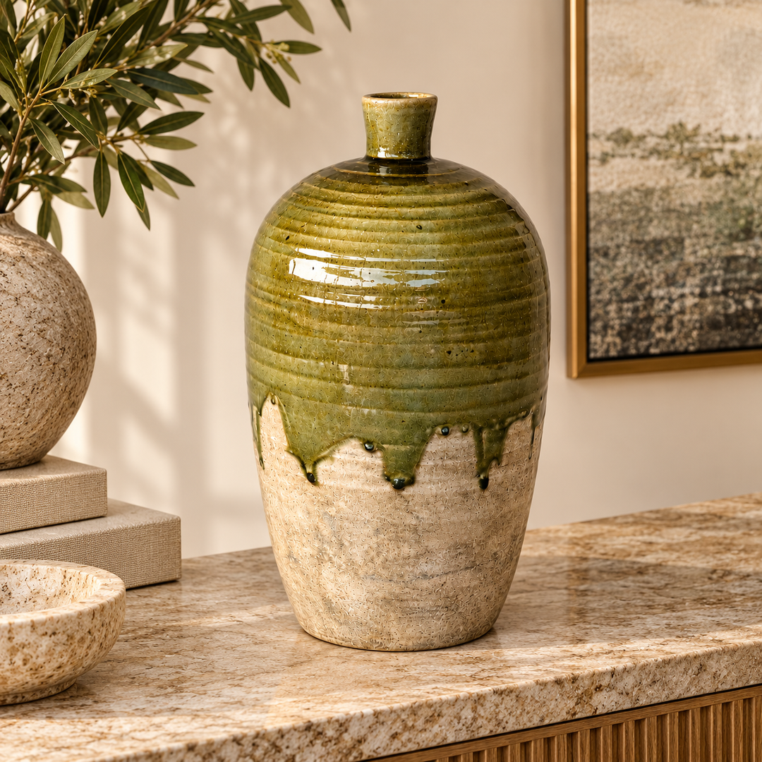 Extra Large Green &amp; Natural Jar