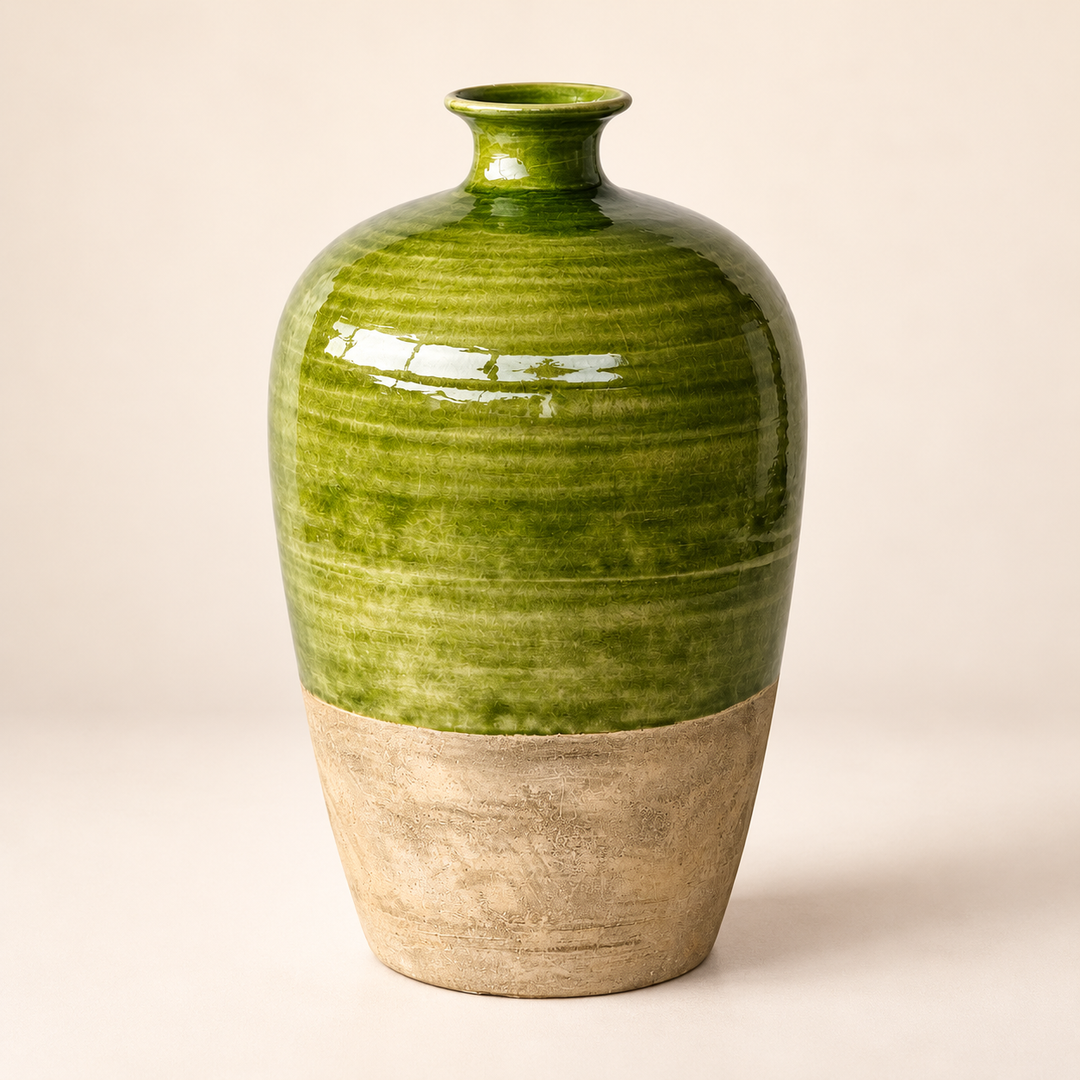 Large Green &amp; Natural Jar