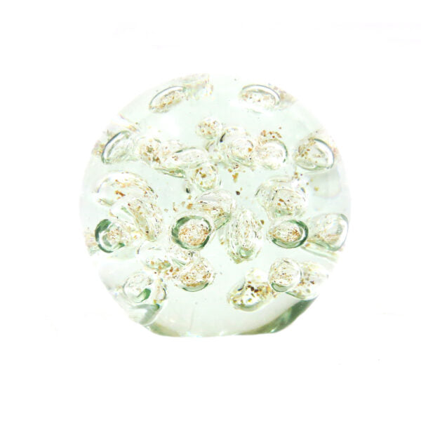 Moonball 10cm: A Celestial Glass Masterpiece
Elevate your space with the breathtaking Moonball 10cm, a stunning glass ball featuring delicate floating glass bubbles and luxurious gold dust. This exquisite piece of glass art adds a touch of glamour and sophistication to any room.
Unique and Versatile