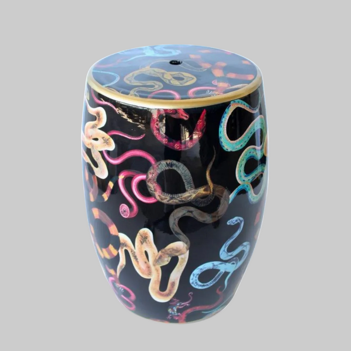 Black Garden Stool with Coloured Snake www.uniqueboys.co.za