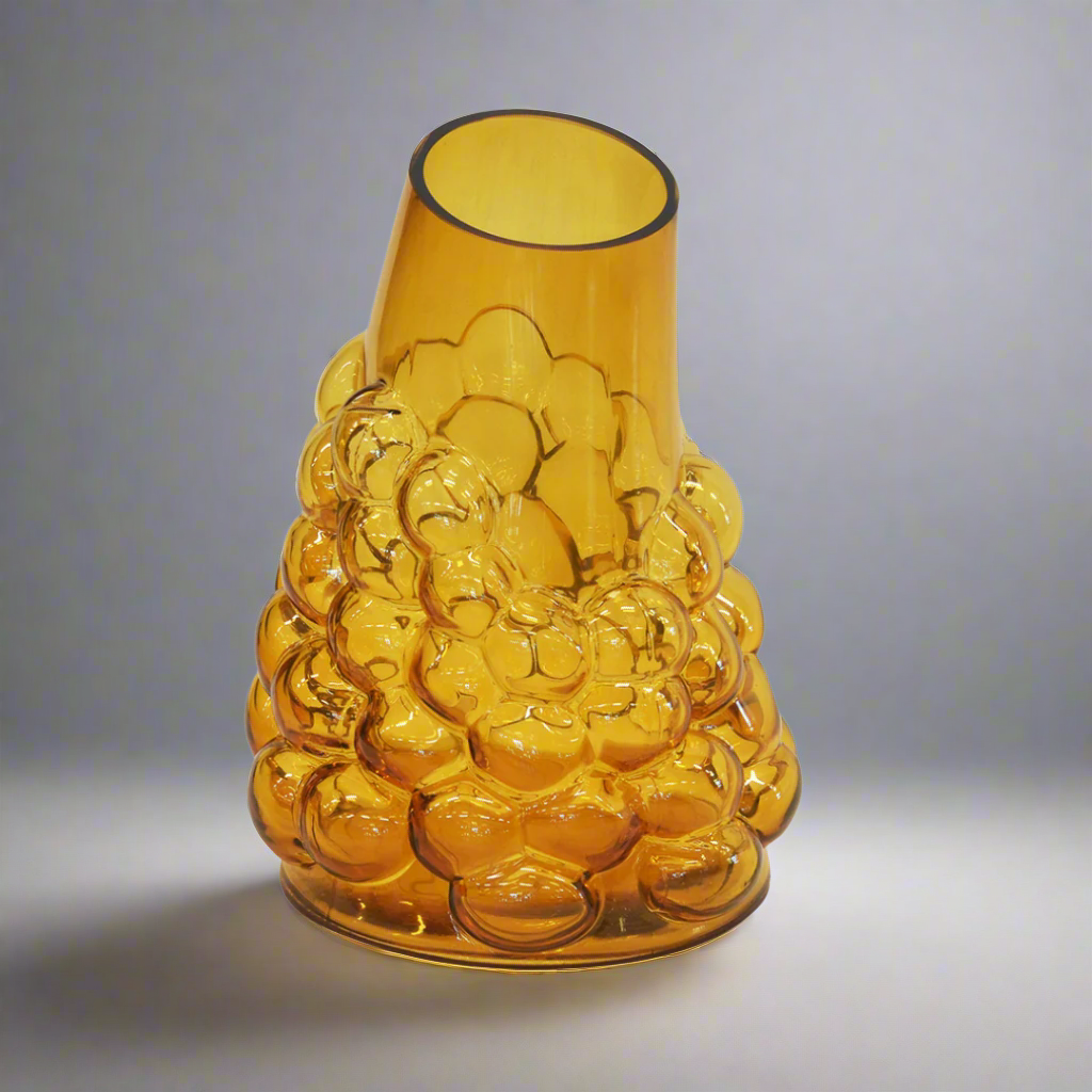 Lustre bubble amber vase large