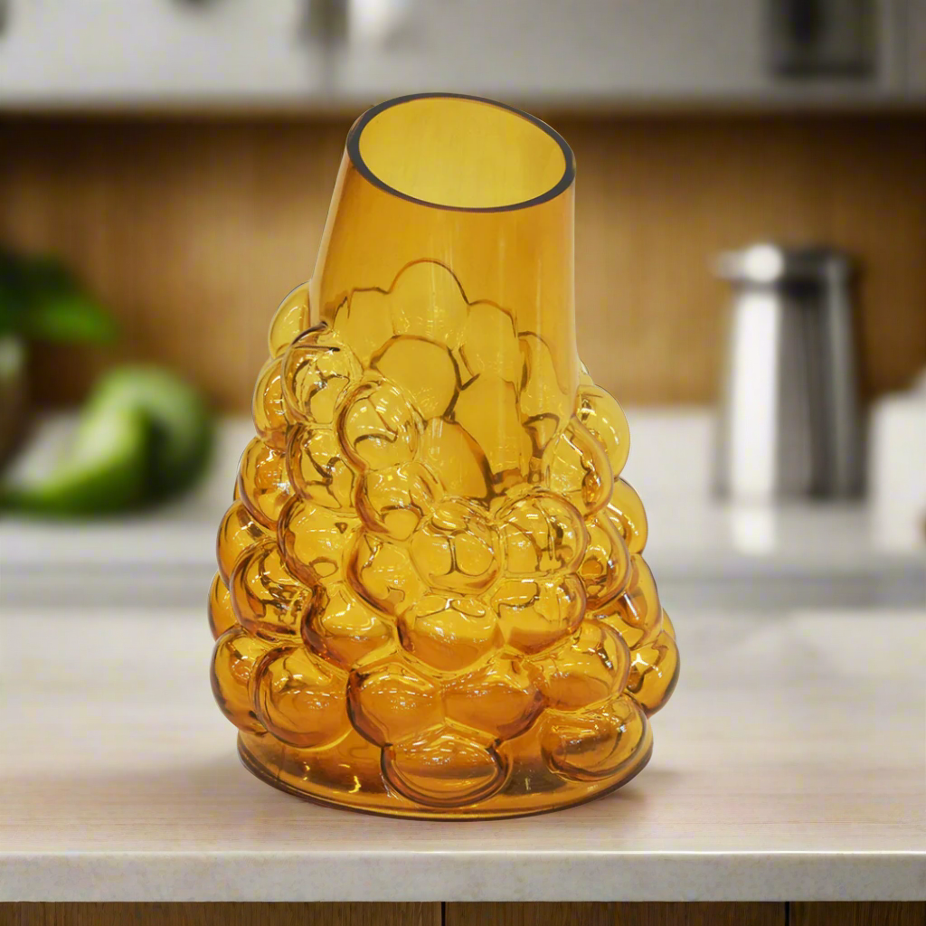 Lustre bubble amber vase large
